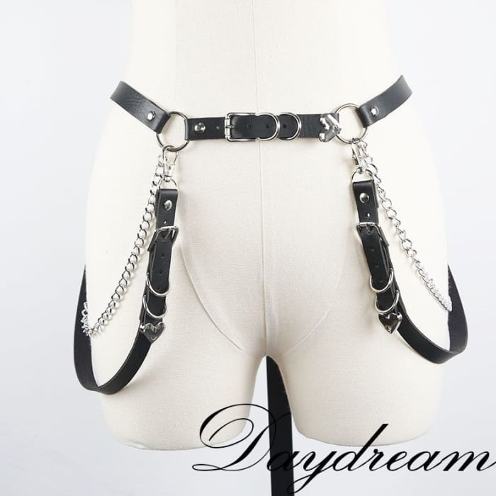 Alloy Chain Faux Leather Layered Belt-1