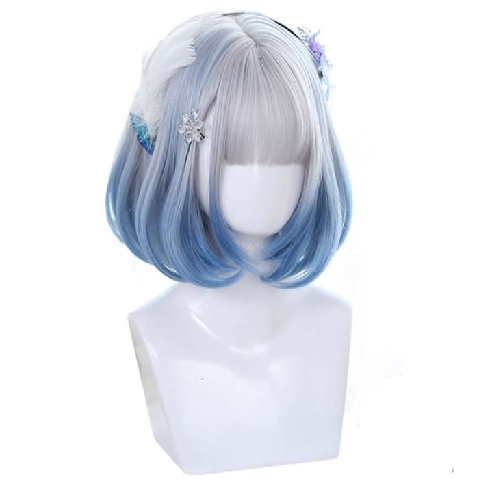 Angel Blue Silver Short Wig C14942 - Cospicky
