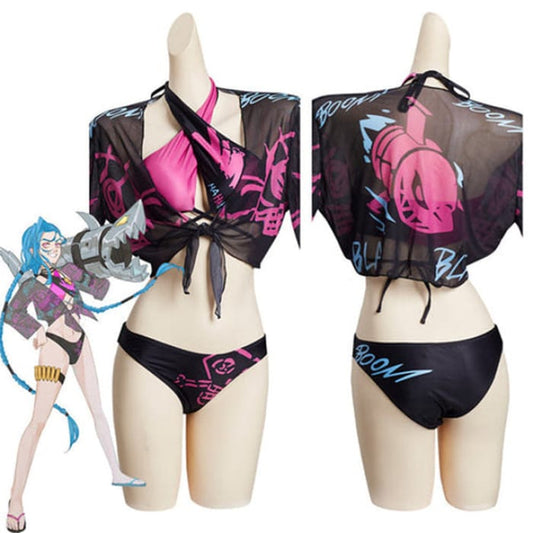 Arcane LoL Jinx Cosplay Costume Swimsuit Bikinis Set BG004 -