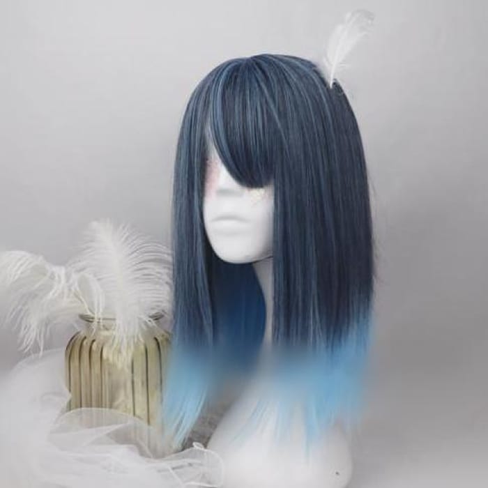 Black-Blue Gradient Bangs Wig CP1811598 - Cospicky