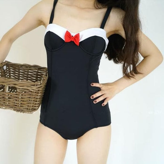 Black Kawaii Bow Swimsuit C13747