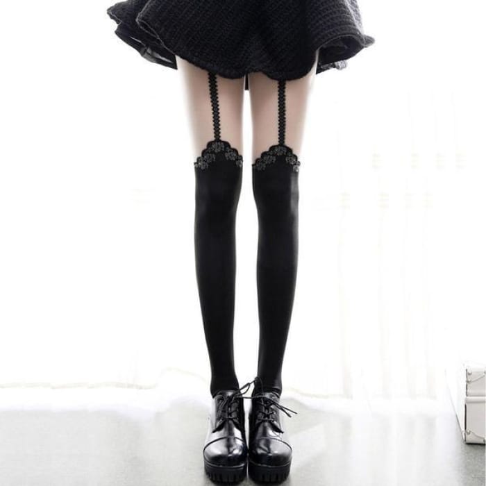 Black Lace Lolita Tights CP1811890 - Cospicky