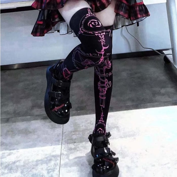Black Pink Devil Summon Stockings ON829 - F