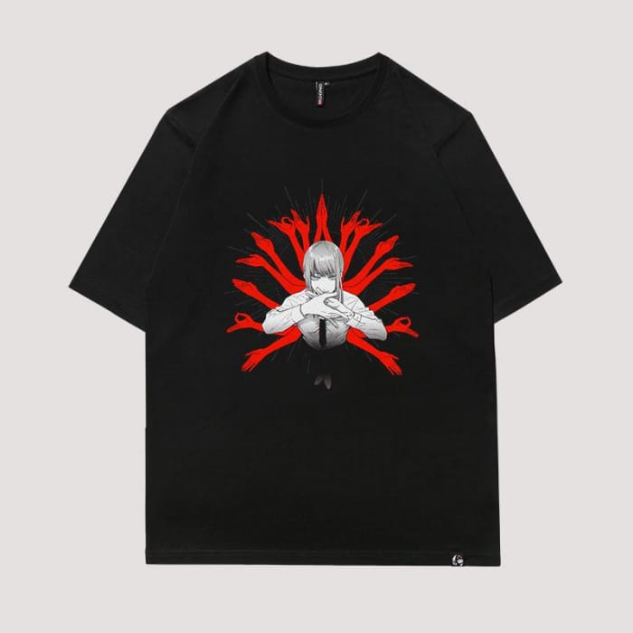 Black Red Chainsaw Man Power Makima Aesthetic T-shirts CC0311 - Cospicky