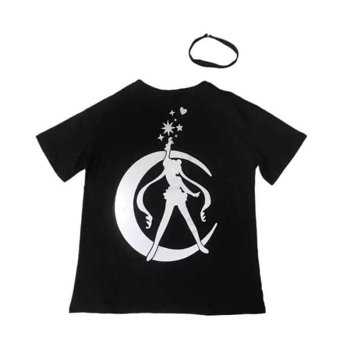 Black Reflective Sailor Moon Tee Shirt C14166 - T-Shirt
