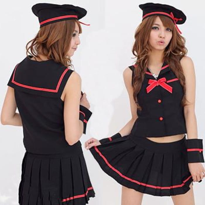 Black Sailor Seifuku Uniform Cosplay Costume Set CP153705 - Cospicky