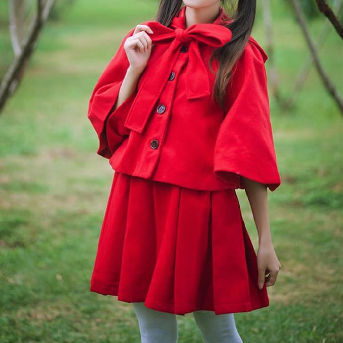 Black/Red Preppy Style Lolita Phocho Cape CP1711123 - Cospicky