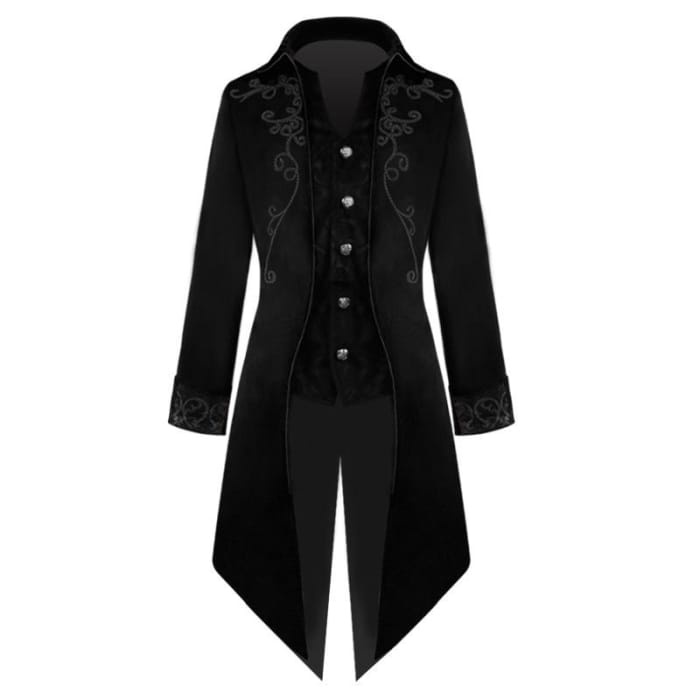 Black/Red Retro Punk Swallowtail Coat C14121 - Cospicky