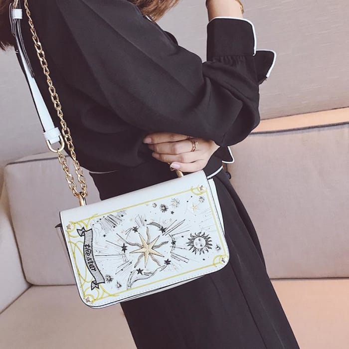 Black/White Tarot Clutch Embroidery Cross Bag CP1710491 - Cospicky