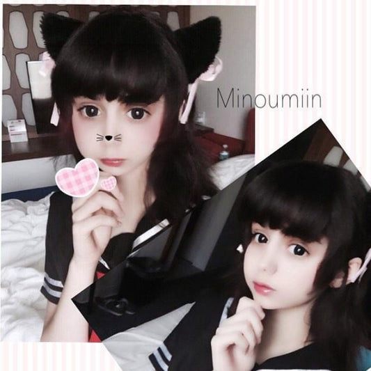 Black/White/Pink Kitty Cat Ears Maid Hair Hoop CP141189 - Cospicky