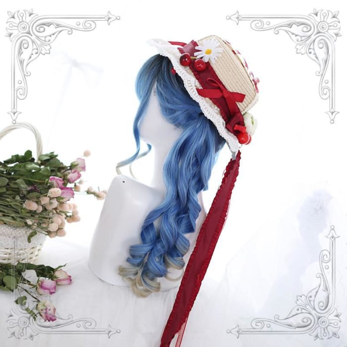 Blue Pastel Lolita Long Curl Wig C13813 - Cospicky