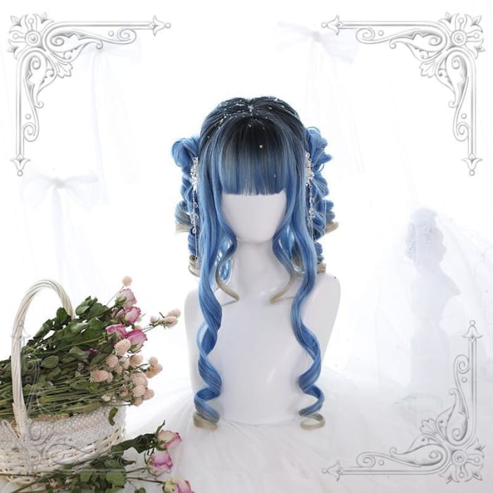 Blue Pastel Lolita Long Curl Wig C13813 - Cospicky