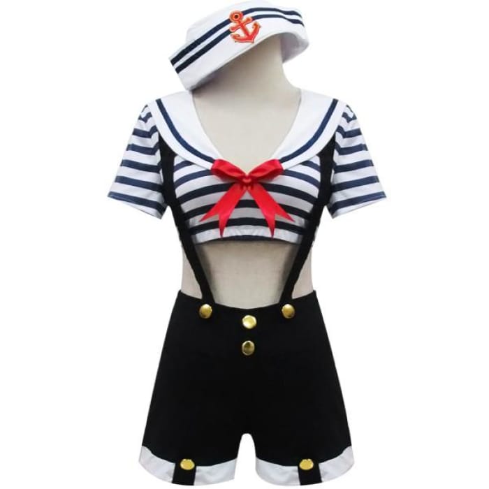 Blue Two-Piece Suspender Shorts/Top Sailor Suit CP179218 - Cospicky