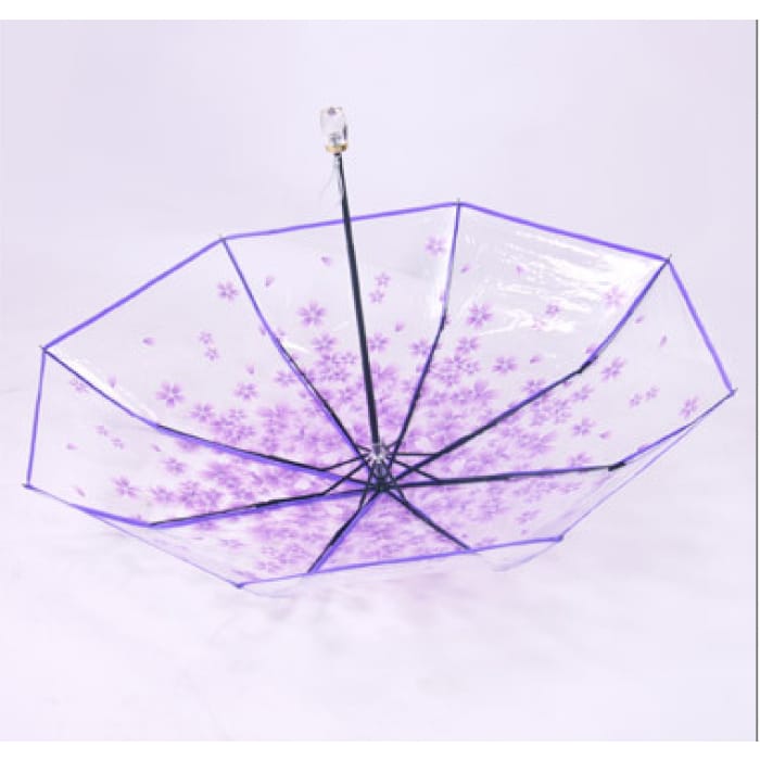Blue/Pink Sakura Sun-Rain 3 Fold Clear Umbrella CP167530 - Cospicky