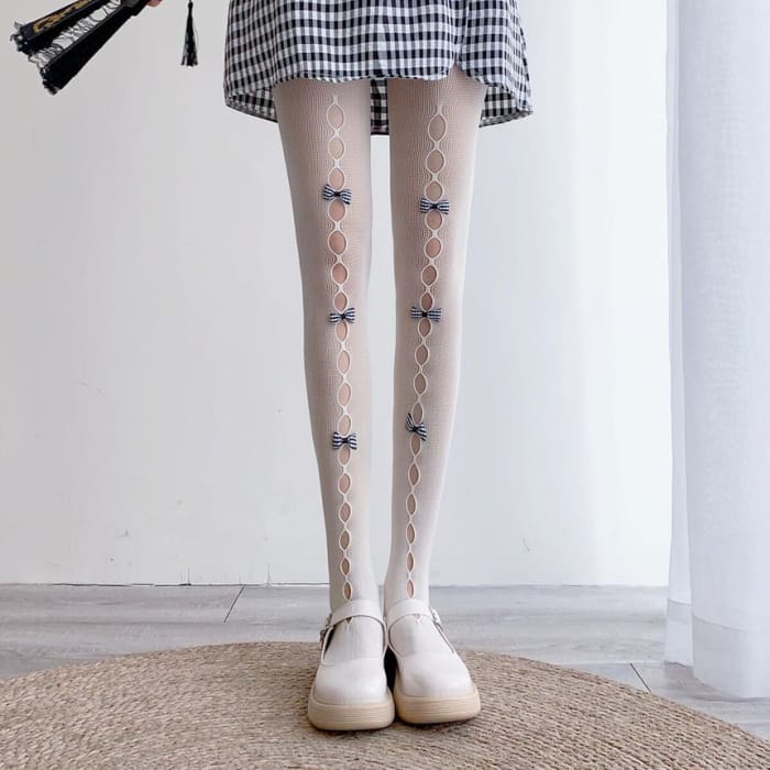 Bow Cut Out Tights-1