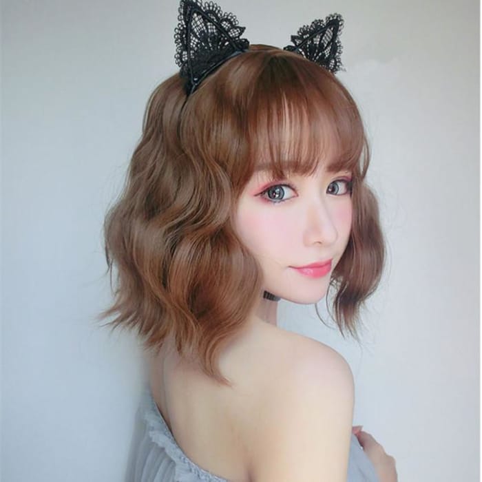 Brown/Grey/Chocolate Short Curly Wig CP178686 - Cospicky
