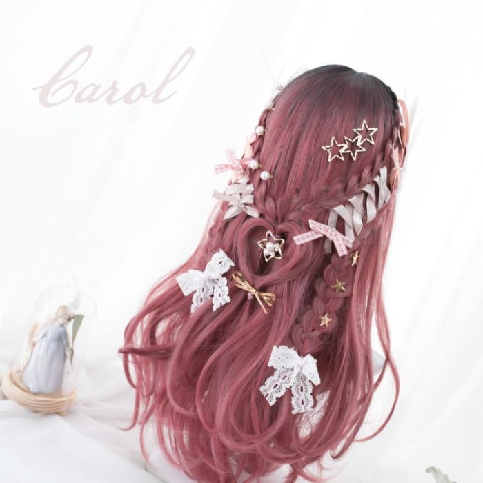 Carmine Carol Mixed Lolita Long Curl Wig C14607 - Cospicky