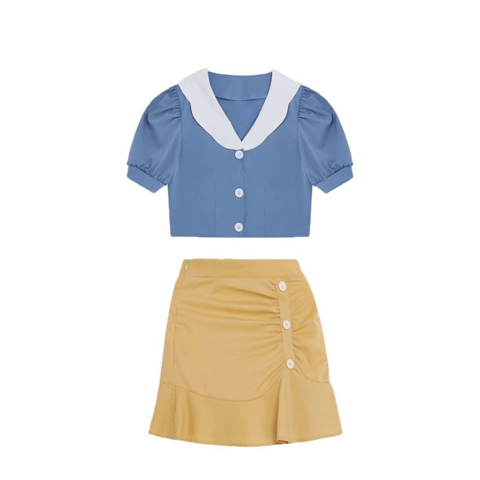 Cartoon Snow White Short-sleeved Top Fishtail Skirt Two 