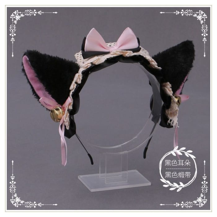 Cat Ear Lace Bow Headband-4