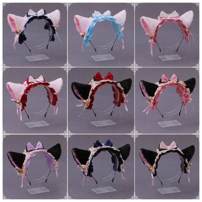 Cat Ear Lace Bow Headband-1