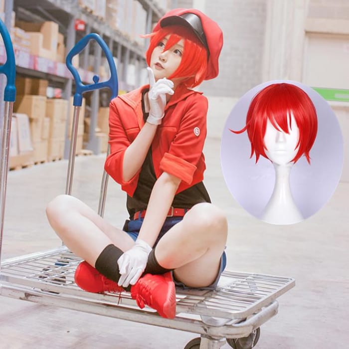 Cells at Work Hataraku Saibou Red Blood Cell Cosplay Wig C12723 - Cospicky