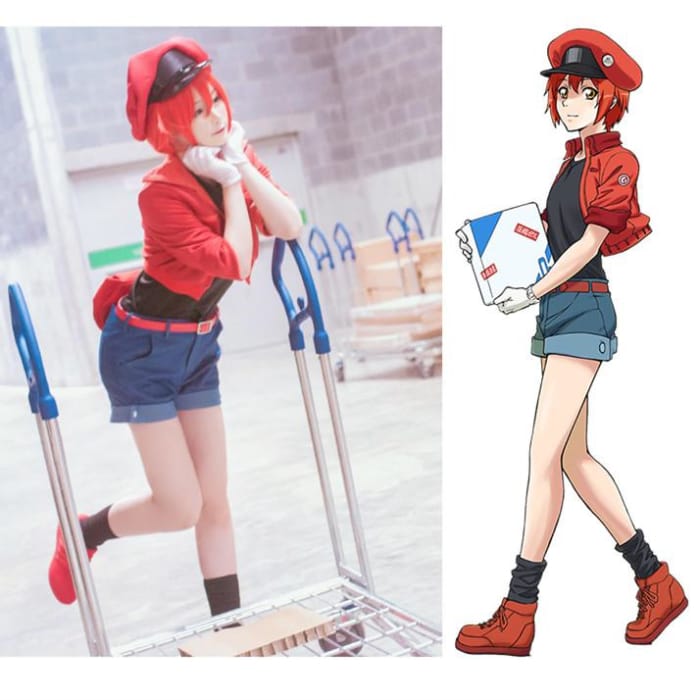 Cells at Work Hataraku Saibou Red Blood Cell Cosplay Wig C12723 - Cospicky
