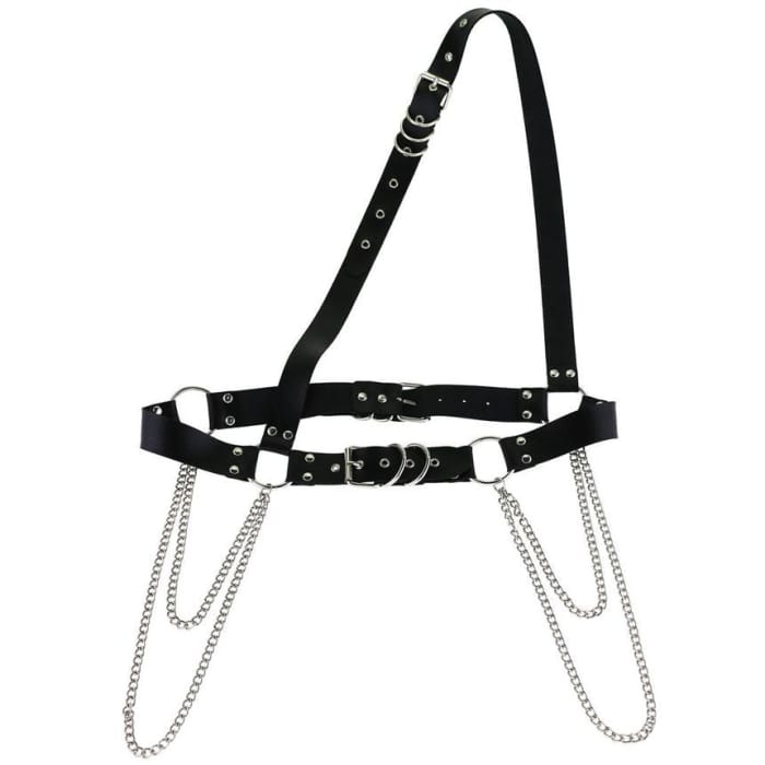 Chain Faux Leather Harness Belt-9