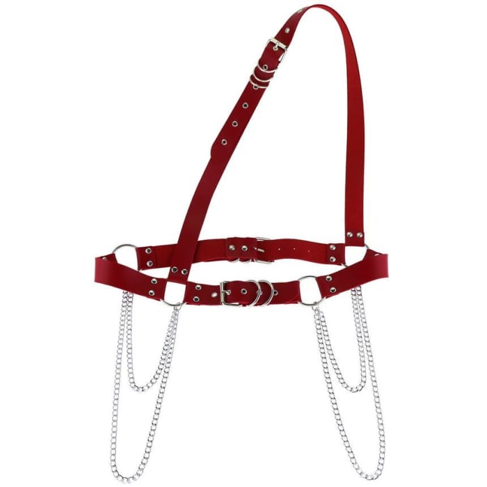 Chain Faux Leather Harness Belt-5