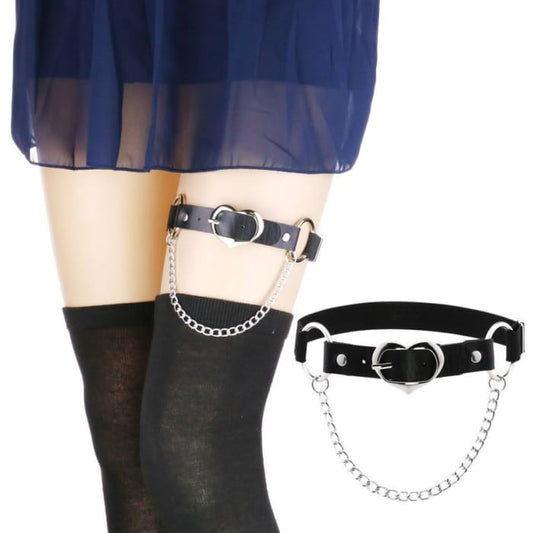 Chained Faux Leather Garter-1