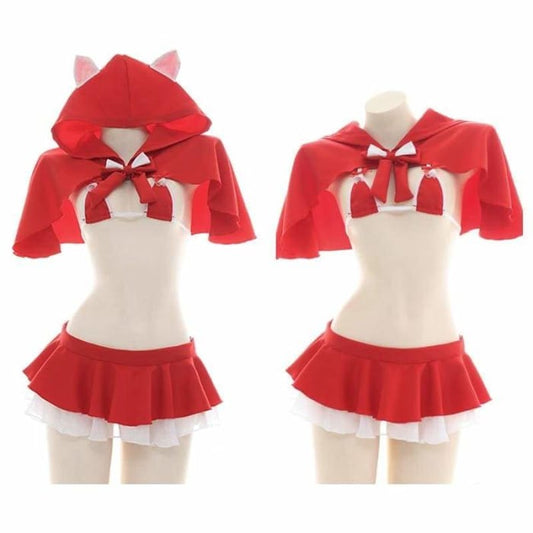 Christmas Little Red Riding Hood Lolita Girls Cat Ears Cloak