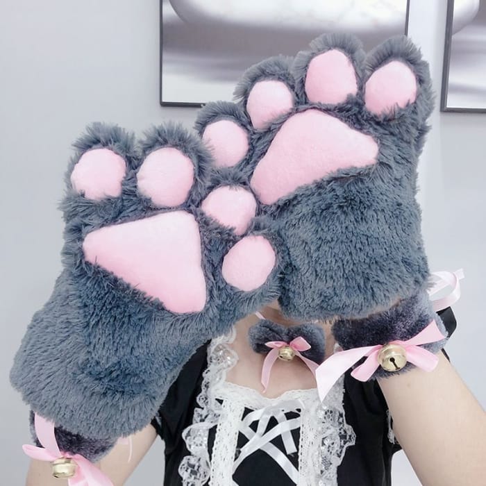 Cosplay Cat Paw Chenille Cosplay Gloves-2