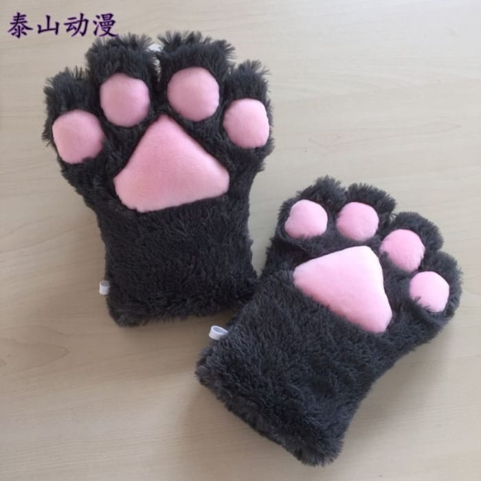 Cosplay Cat Paw Chenille Cosplay Gloves-5