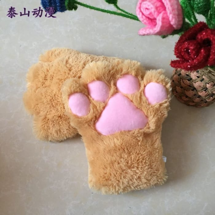 Cosplay Cat Paw Chenille Cosplay Gloves-6