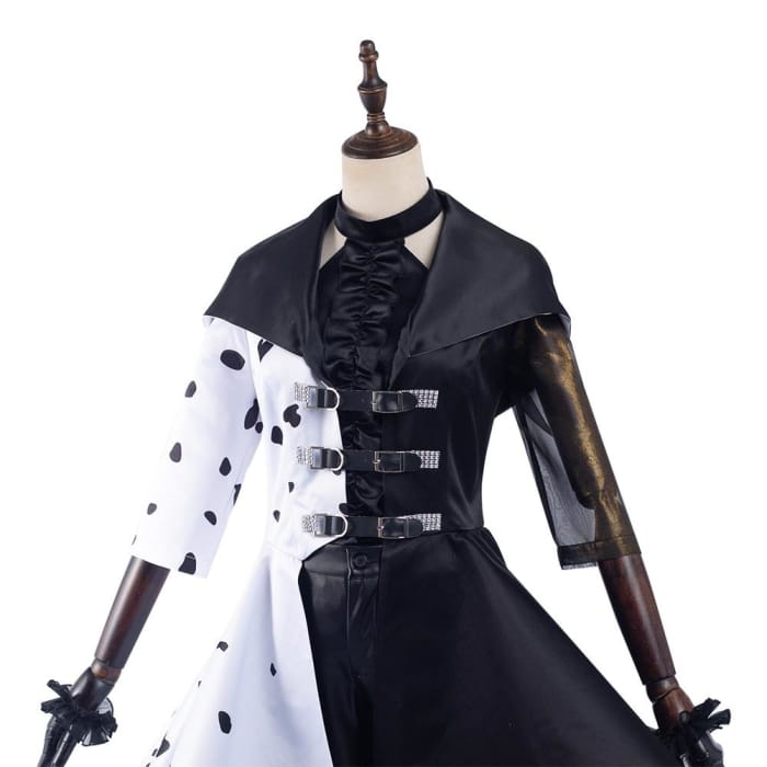 Cruella 2021 Movie Dress Outfits Halloween Carnival Suit 