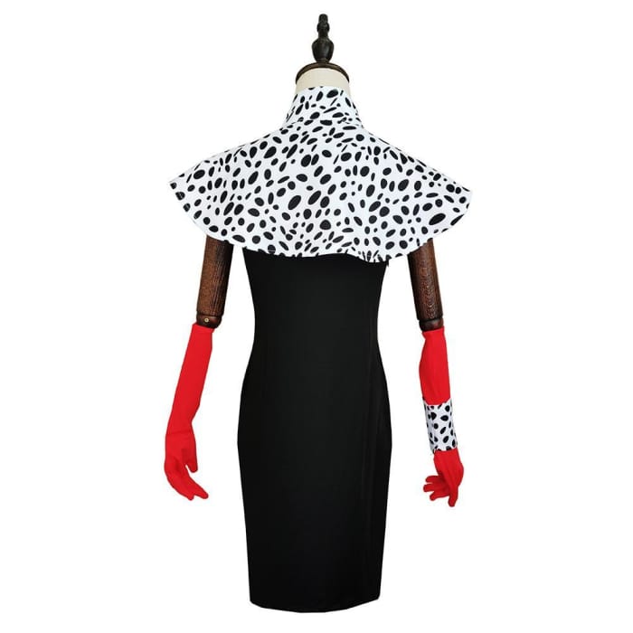 Cruella De Vil Print Dress Outfits Halloween Carnival Suit 
