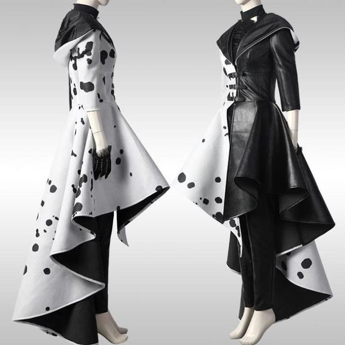 Cruella Emma Stone Dalmatians Movie Cosplay Costume Dress CC0329 - Cospicky