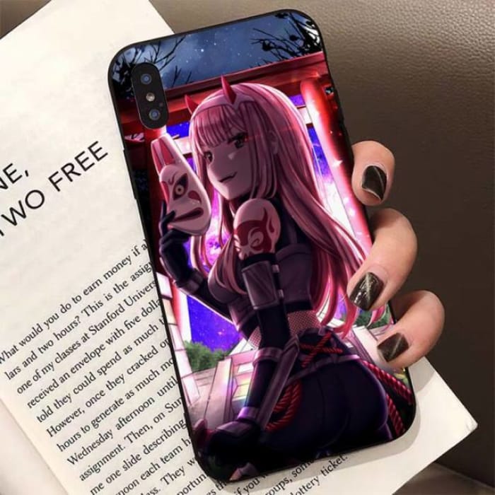 Darling In The Franxx Vaporwave Zero Two Mask iPhone Case - 