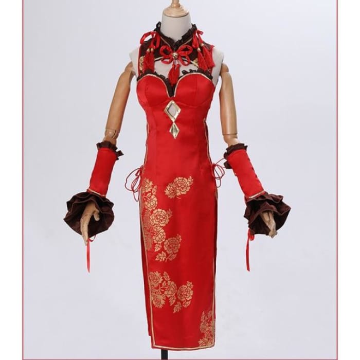 Date a Alive Kurumi Tokisaki Red Chengosam Qipao Cosplay Costume/Wig CC0309 - Cospicky