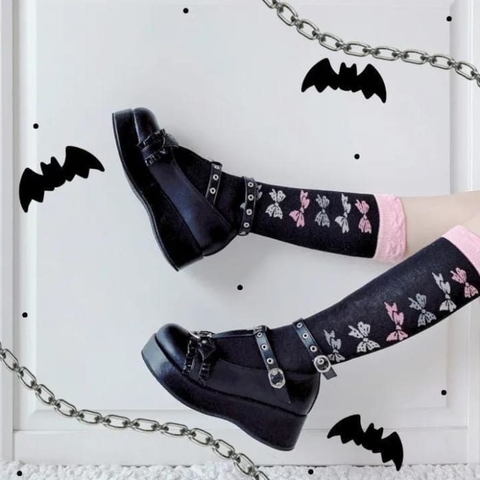 [Demon contract] Little Bat Dark Gothic Platform Doll Shoes C15177 - Cospicky