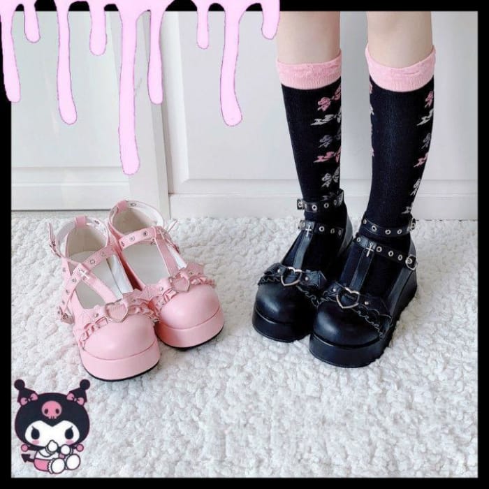 [Demon contract] Little Bat Dark Gothic Platform Doll Shoes C15177 - Cospicky