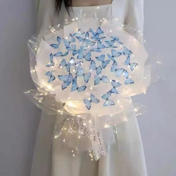 DIY Butterfly Wish you the best Flower Led Bouquet - Blue