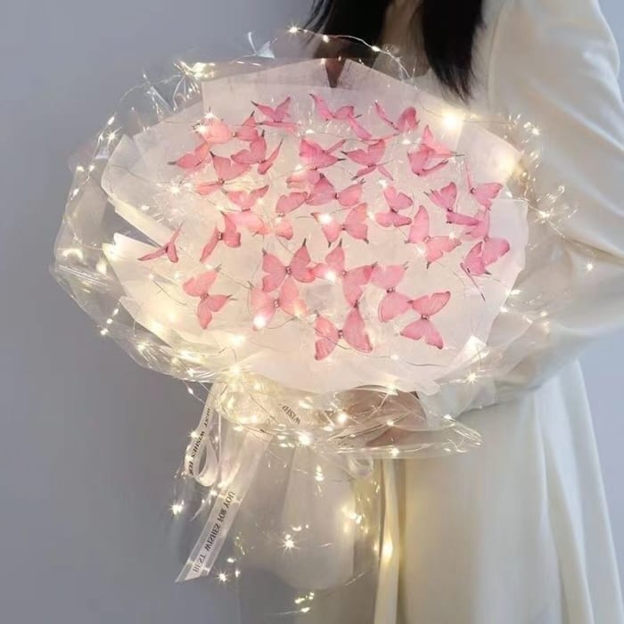 DIY Butterfly Wish you the best Flower Led Bouquet - pink 02