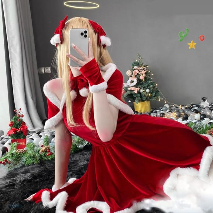 Elegant Cute Christmas Girl Red Halter Dress C16652