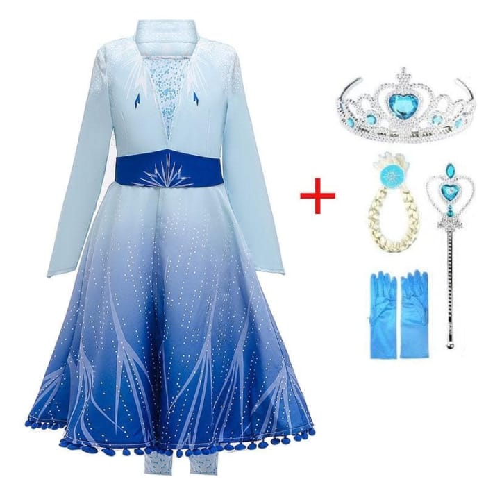 Elsa Dress Girls Princess Set Christmas Cosplay Birthday 