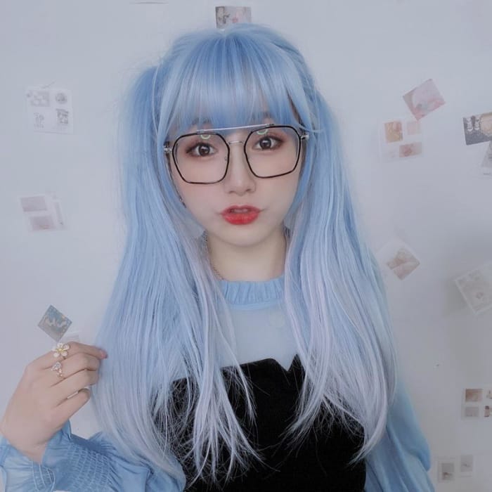 Fashion Blue Gray Long Wig CC1135 - Cospicky