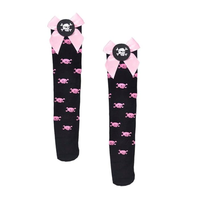 Fashion Cute Bow-Knot Knee Socks Ladies Sweet Gothic Casual 