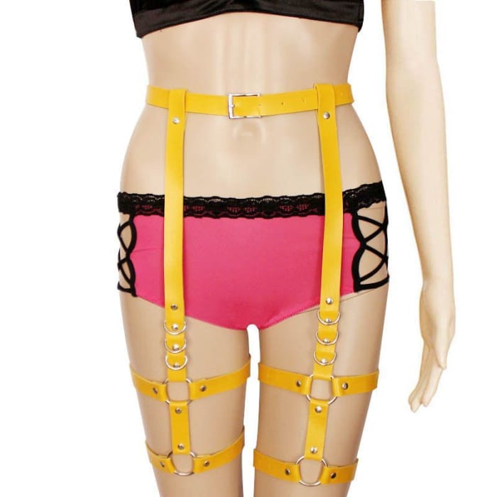 Faux Leather Belt with Garter-6