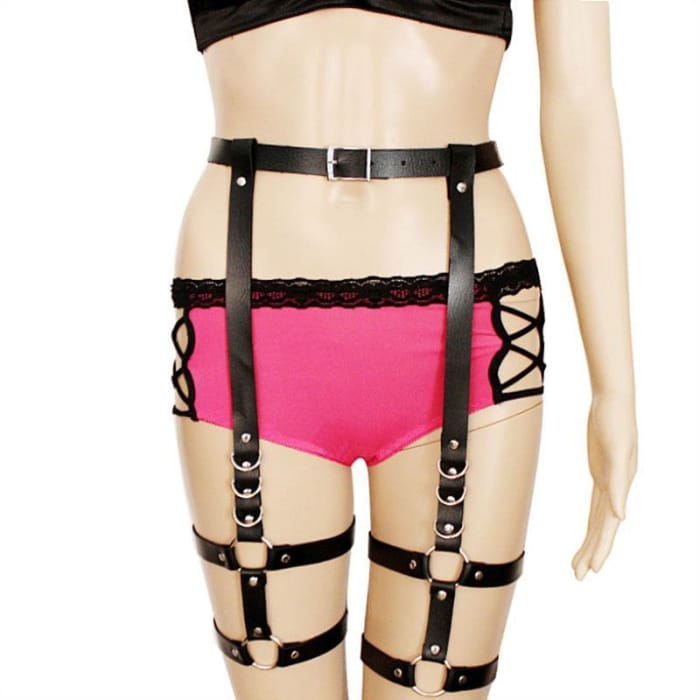 Faux Leather Belt with Garter-8