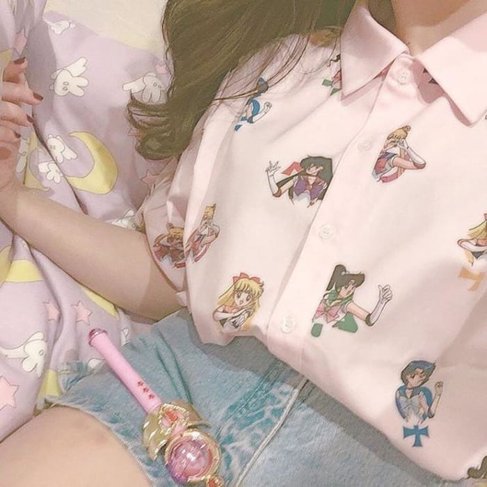 {Free Shipping} Pretty Pink Guardian Sailor Senshi Blouse Shirt CP1710031 - Cospicky