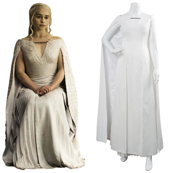 Game of Thrones 5 Daenerys Targaryen Dress White Long Party Dress Ball Gowns - Cospicky